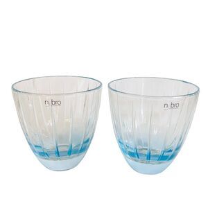 RARE Arthur Percy Nybro Crystal Sweden for OKG Aqua Blue Drinking Glass Tumblers